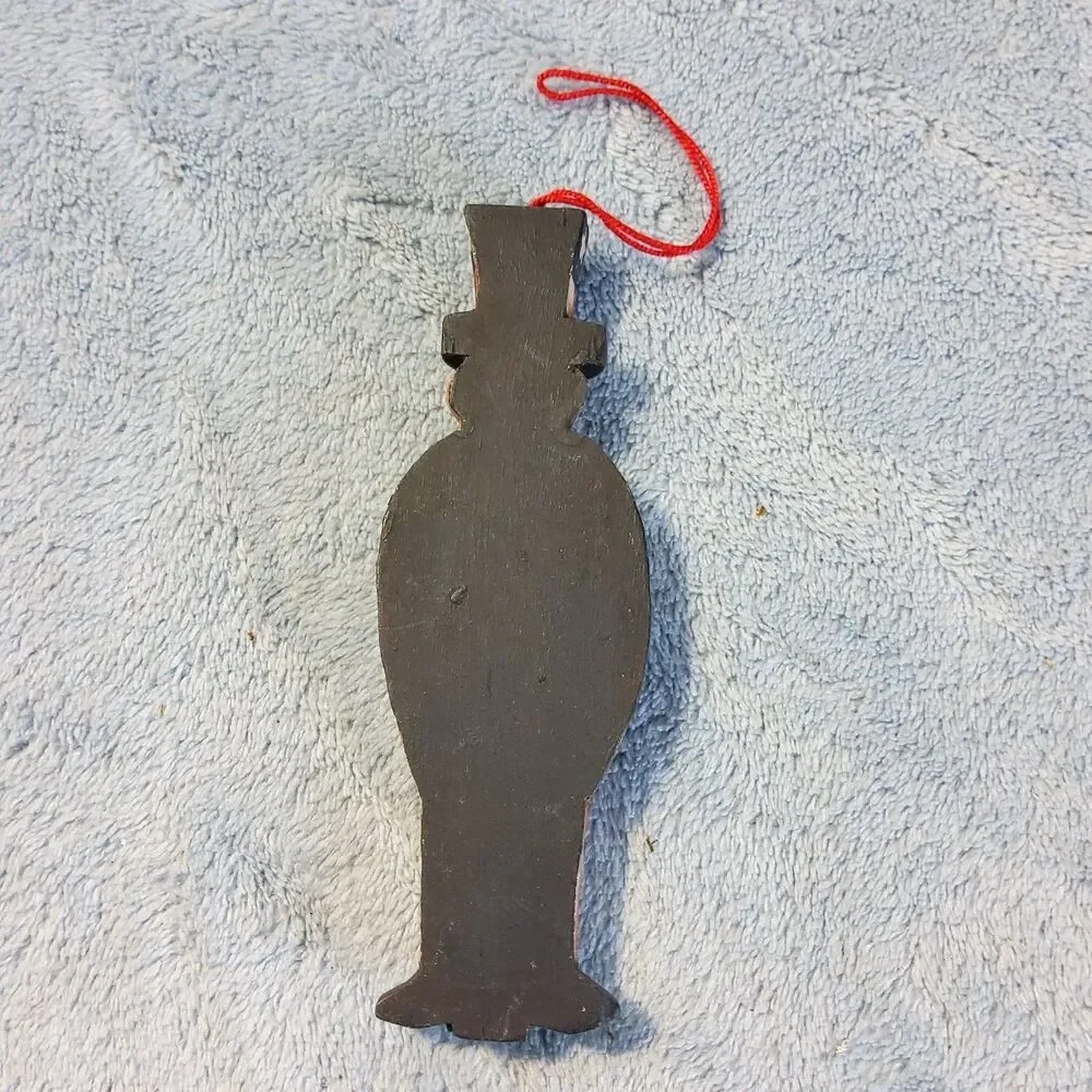 Vintage Wood Carved Uncle Sam Hanging Ornament Patriotic July 4th Folk Art 4.5